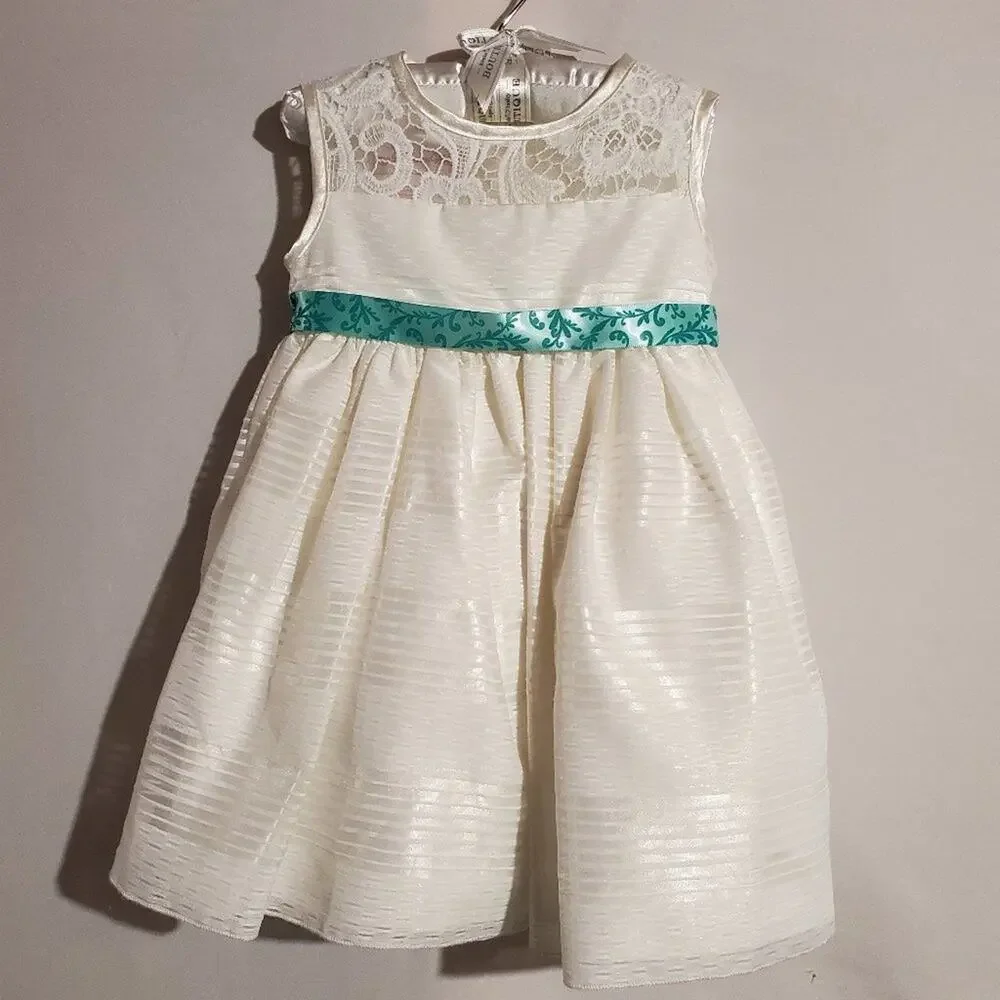 My Princess Wear 2T Formal Flower Girl White Lace Taffeta Fit and Flare Dress
